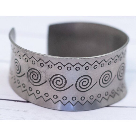 7 inch, Vintage Spiral Pewter Cuff Bracelet by Jorgon Jensen Denmark 226 - S35 - Picture 2 of 3